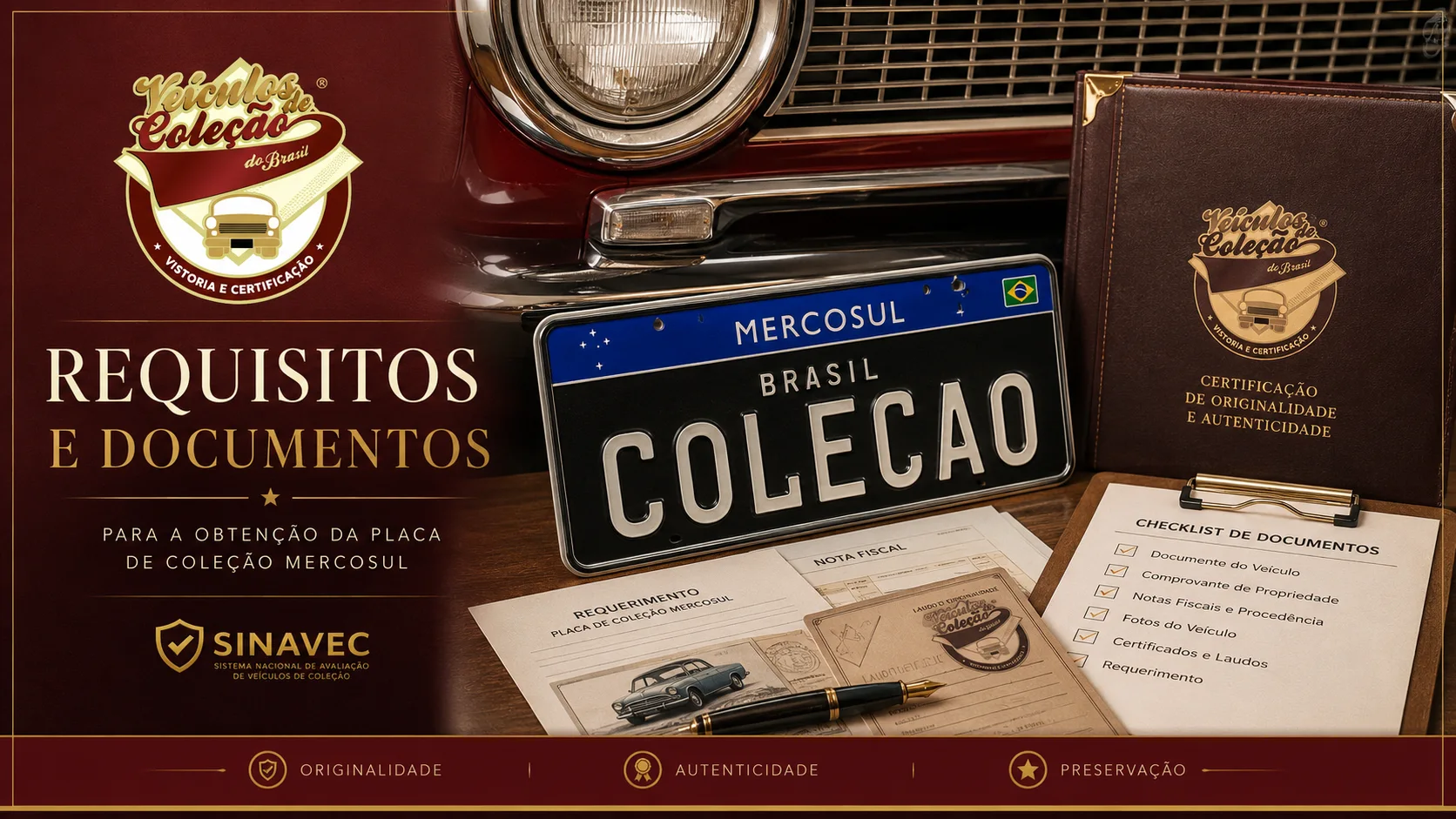 Documentos e avaliação de veículo de coleção